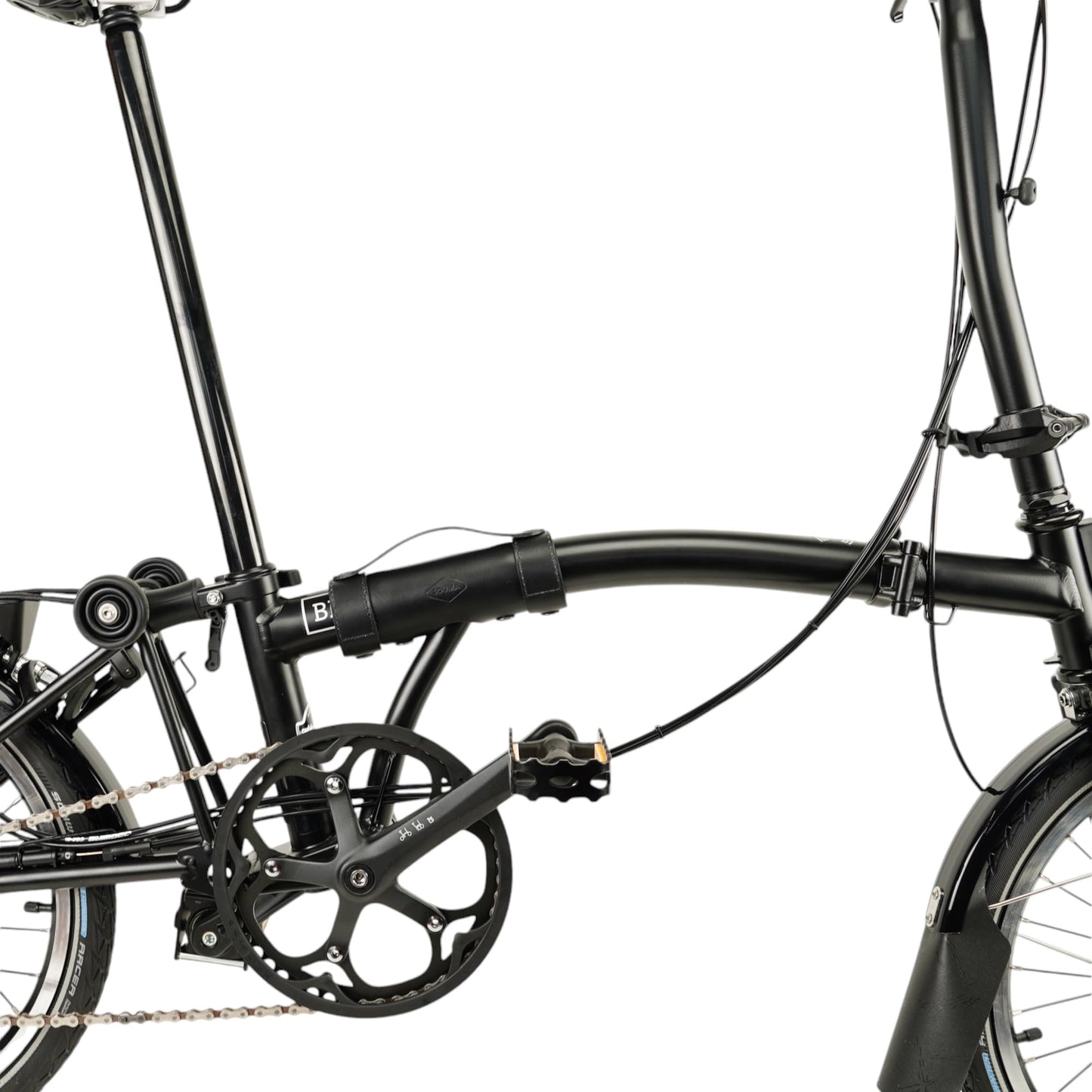 Leather Carry Handle for Brompton bicycle - Full grain leather, handle for carrying Brompton folding bike (Black)