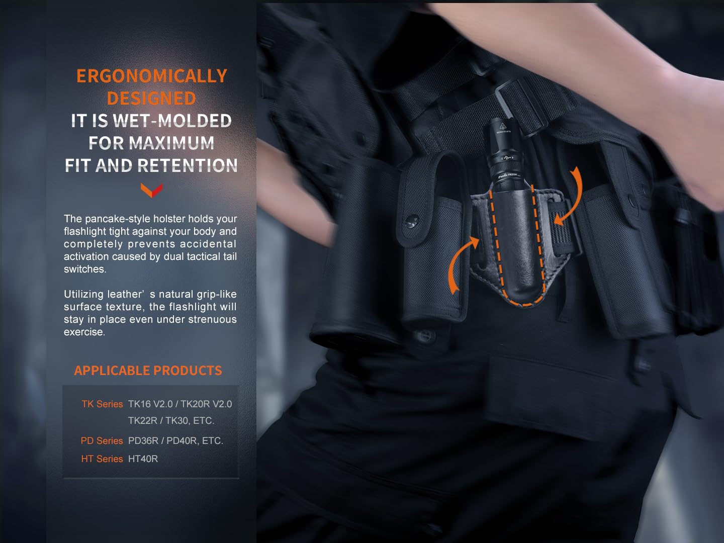 Fenix ALP-20 Leather Flashlight Holster for PD36R/C7/TK20R/PD40R and More with EdisonBright Accessory Carrying case