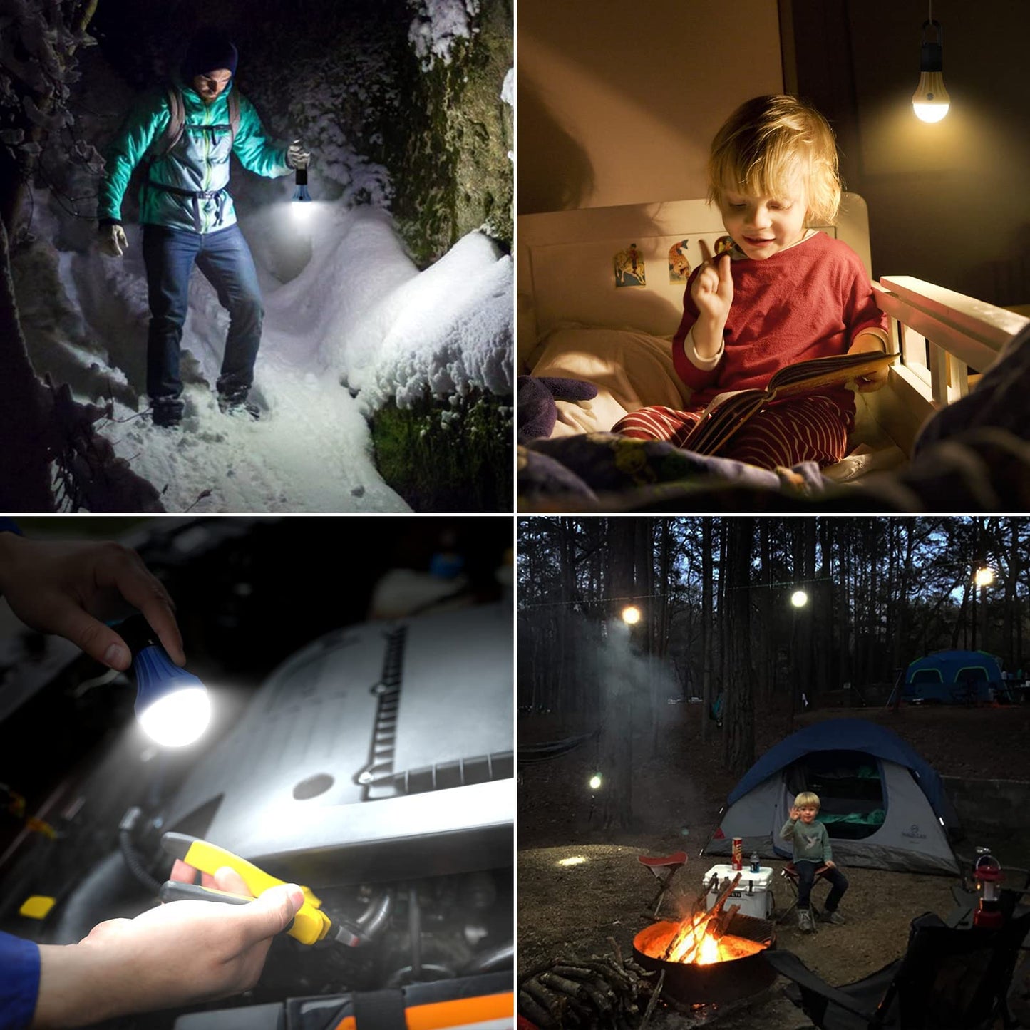 Lepro Bundle - 2 Items: Lepro Vintage Rechargeable LED Camping Lantern & Lepro LED Camping Lantern Hanging Tent Light Bulbs with Clip Hook