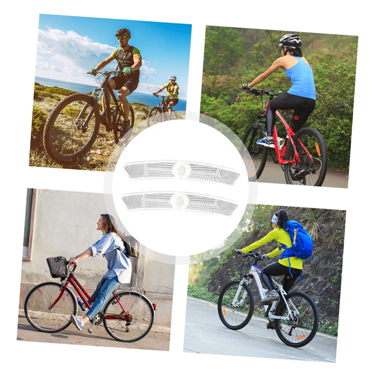 Kisangel 10pcs Bike Wheel Reflectors Night Safety Plastic Bicycle Reflectors White Bike Tire Decor for Night Riding Accessories