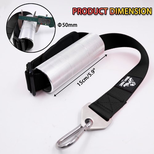 Wrist Fight Arm Wrestling Training Handle – 2-Inch Aluminum Grip for Enhanced Pronation Strength, with Heavy-Duty Strap, Carabiner, and Storage Bag (Black)