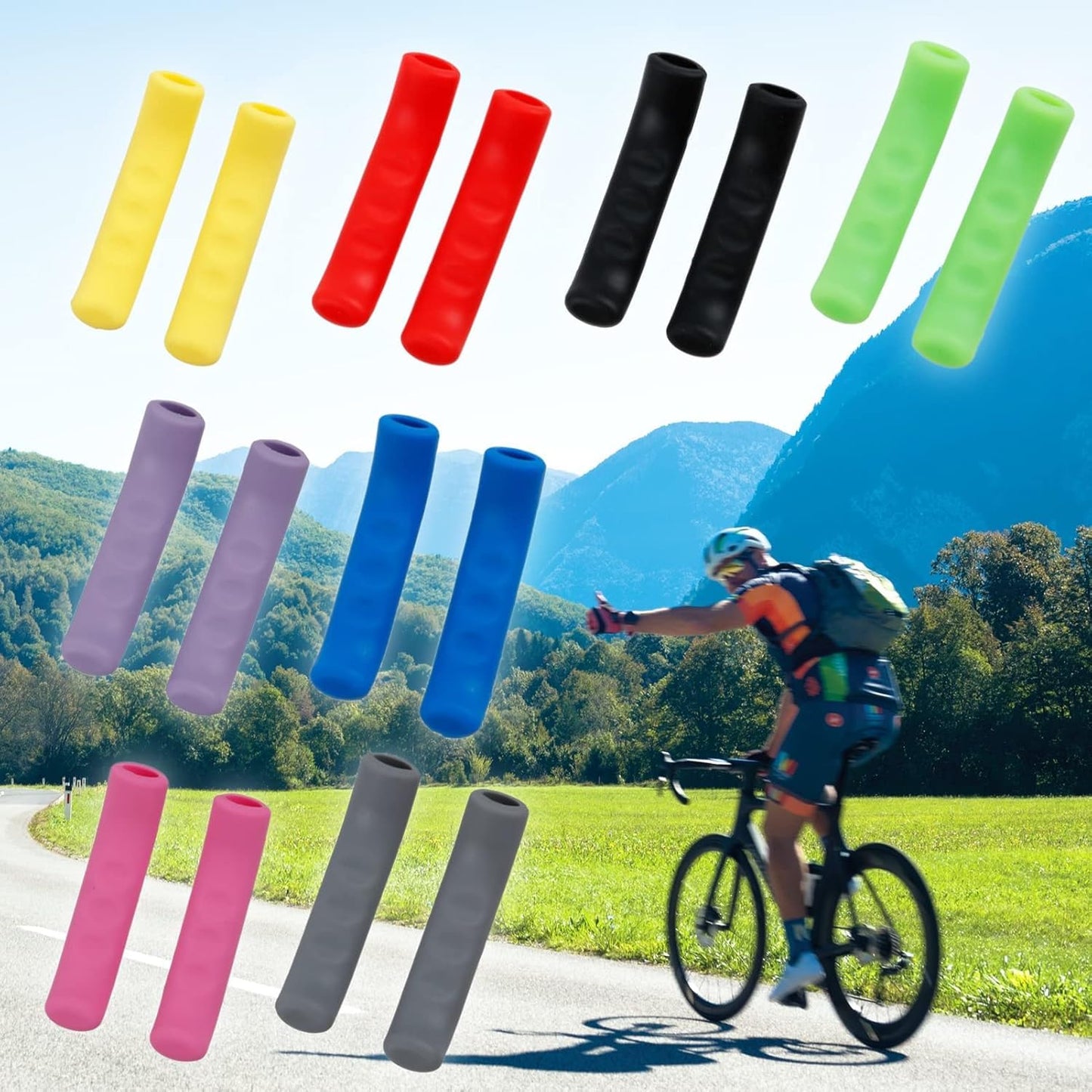 2 Pcs Bike Brake Lever Grip Protector Cover, Shock Absorption Scratch Proof Bike Brake Handlebar Covers, Anti-Slip Brake Handle Silicone Sleeve for Mountain Road Bike Cycling Accessorie (Pink)