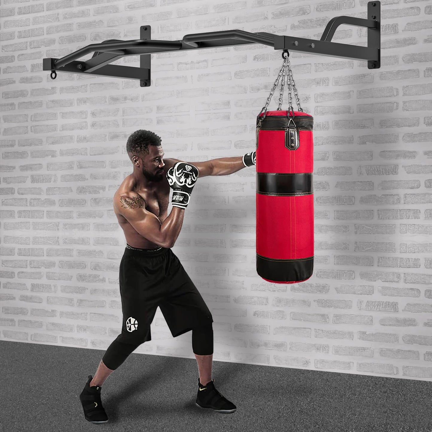 Kipika 48" Heavy Duty Wall Mounted Pull Up Bar,Multi Grip Chin Up Bar, Home Gym Workout Bar for Strength Training Exercise,Body Workout Home Gym System