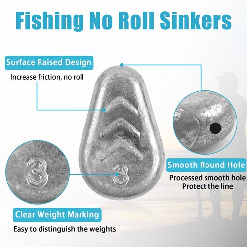 No Roll Sinker Fishing Weights, No Snag Flat Inline Catfish Sinkers Weights Saltwater Surf Fishing Rigs Catfishing Tackle