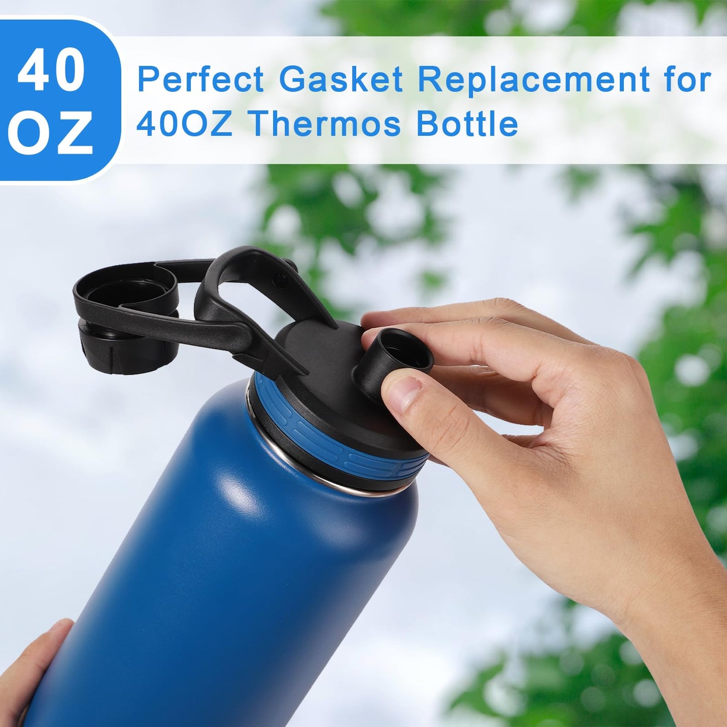 lasuroa 9pcs (3 Sets) Silicone Water Bottle Gaskets/Rings/Seals for Thermoflask, Rubber Replacement Parts Accessories for Thermoflask 40oz Straw Lid, Chug Spout, Chug Lid