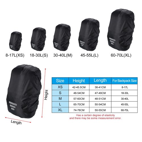 PATIKIL 30-40L Waterproof Rucksack Cover, Non-Slip Backpack Rain Cover for Travel, Hiking, Camping, Climbing, M, Black