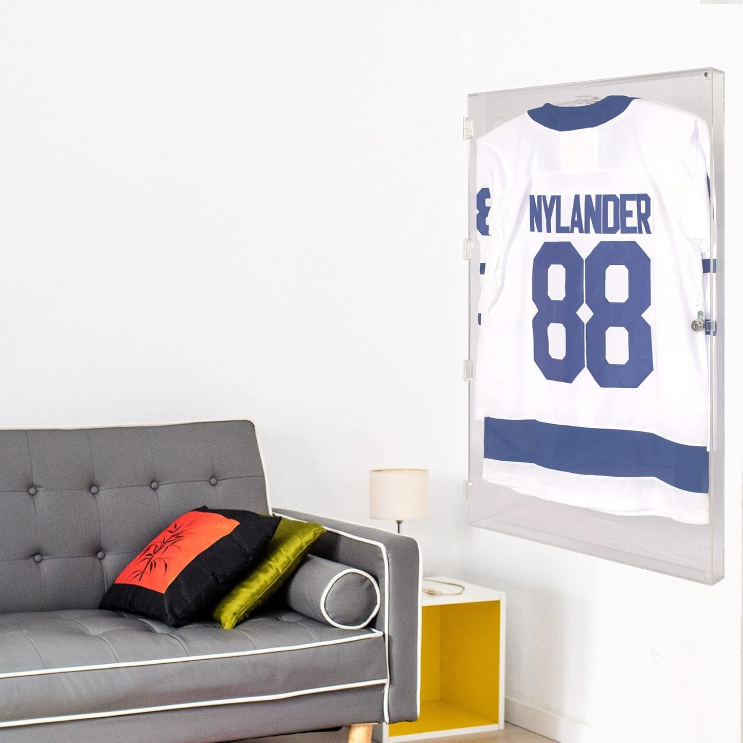 XX Large Football/Hockey Uniform Jersey Display Case Frame, UV Protection Ultra Clear, Locks (Black Finish)