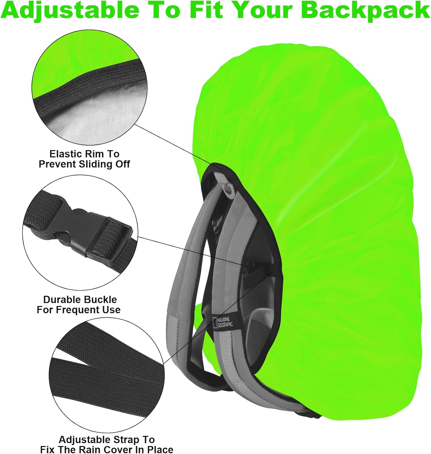 LAMA 2pcs Waterproof Rain Cover for Backpack, Reflective Rainproof Protector for Anti-dust and Anti-Theft M 30L-40L Black
