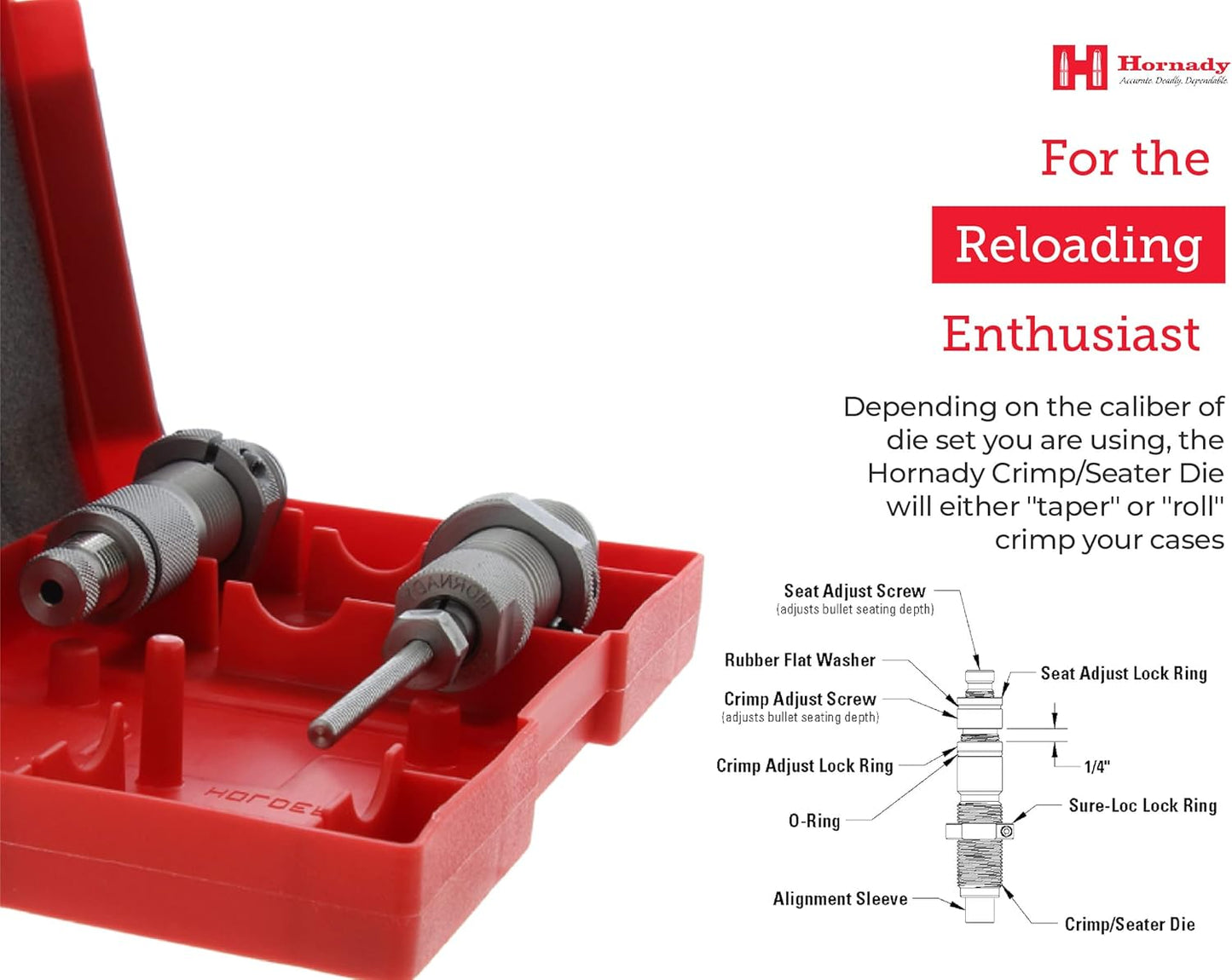 Hornady 546340 DIESET 2 30-06 SPRG Springfield Custom Grade Reloading DIE Set (Series I Two-Die Set) (.308)