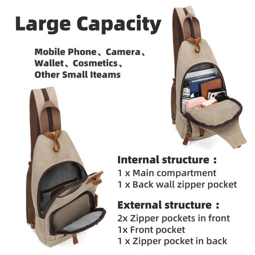 KL928 Canvas Sling Bag Crossbody Backpack Shoulder Casual Rucksack for Men Women