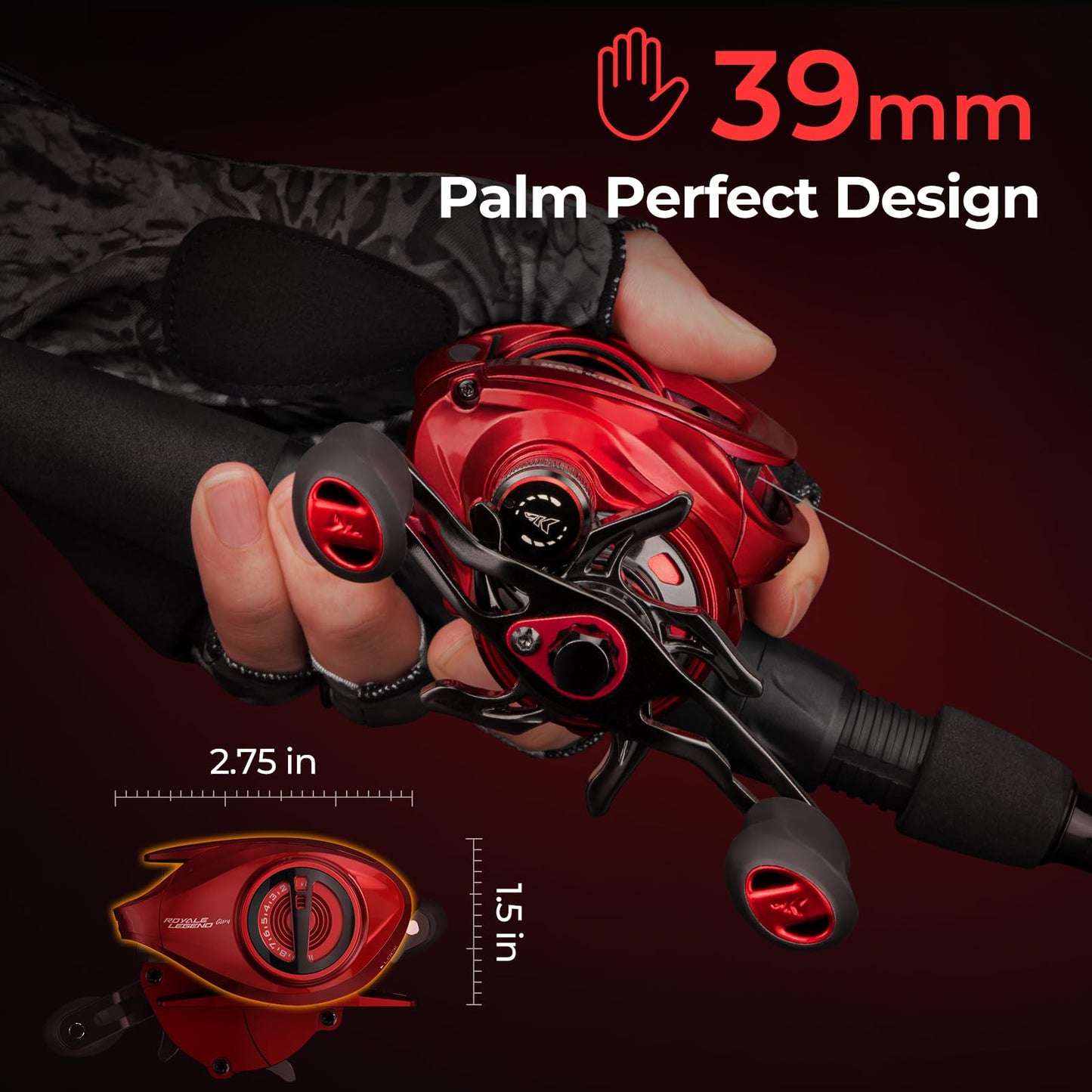KastKing Royale Legend Glory Baitcasting Reel, 8.0:1 Gear Ratio, Left Handed
