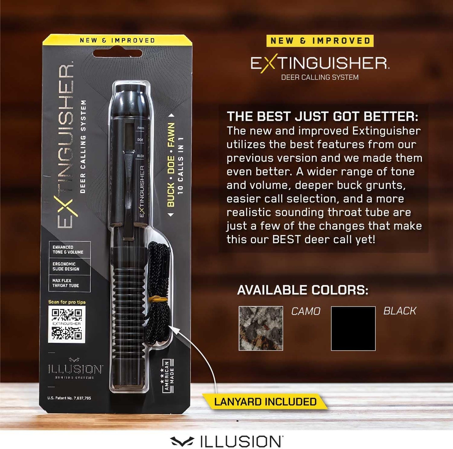 Extinguisher Deer Call by Illusion | Grunt Tube | Buck, Doe, Fawn | Adjustable 10-in-1 Call | Color (CAMO/Black) | Freeze Resistant