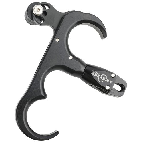 AMEYXGS Archery Bow Release for Compound Bows,Durable Aluminum 360° Rotate Caliper Thumb Release 3 Finger Release (Black)