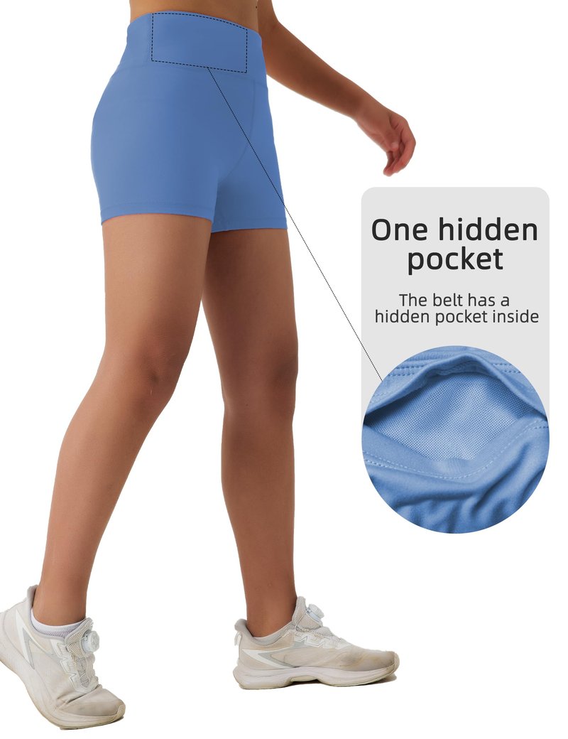 AugIris Girls Athletic Biker Shorts with Hidden Pocket High Waisted Dance Kids Shorts Soft Active Yoga Bike Short Teen