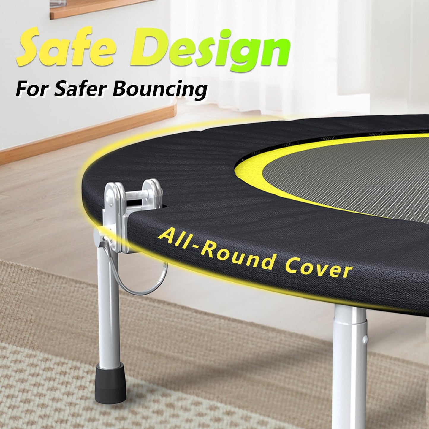 SkyBound Mini Trampoline Fitness Trampoline Fitness Rebounder with Adjustable T-Bar Handle - Exercise Trampoline for Adult - Fitness Trampoline for Workout Trainer