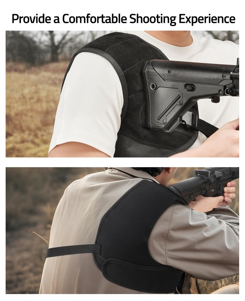CVLIFE Recoil Pad for Shotgun Shoulder Pad Shooting Vest Solid Fit Recoil Shield Universal Protector for Range Hunting and Shooting Black