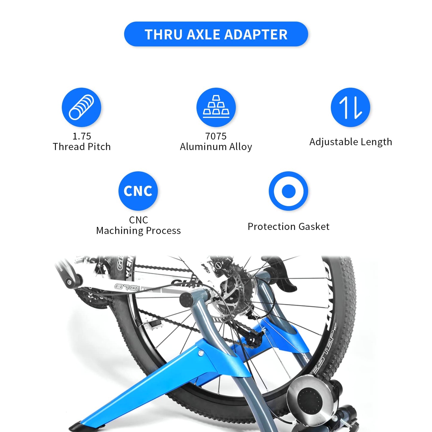 Gugxiom Bike Trainer Axle Shaft, Aluminum Alloy High Strength Adjustable Length Thru Axle Adapter, 2 Section Easy Installation Bike Trainer Thru Axle for 142 to 148mm Hub