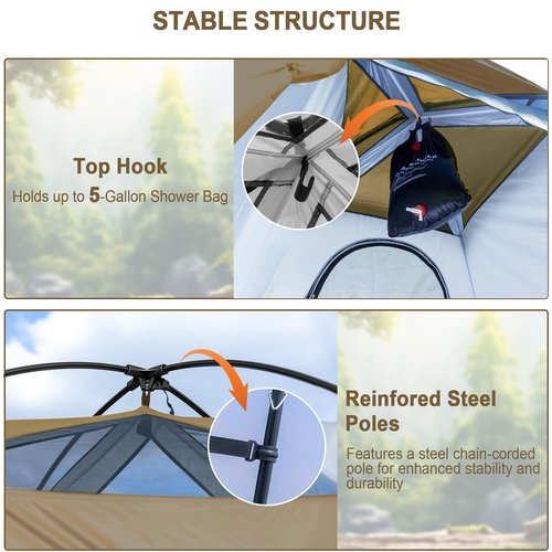 Camping Shower Tent, 7.9 FT Extra Tall Oversize Privacy Tent, Portable Outdoor Bathroom Toilet Tents with Floor, Easy Set Up Privacy Shelter for Dressing, Hiking, Fishing, UPF50+