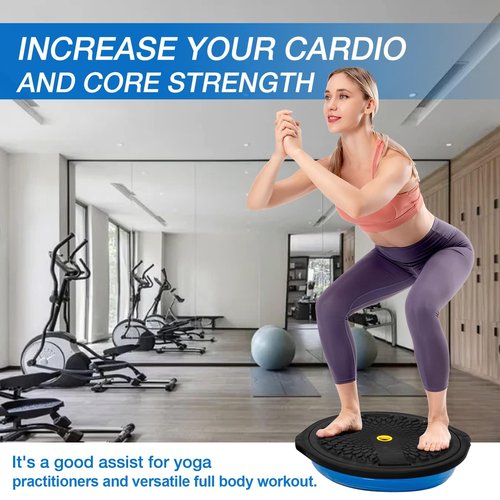 Zeatly 25in Half Balance Ball - 1500lb Heavy Duty Wobble Board Trainer for Core Strength & Stability, Non-Slip Yoga Ball with Resistance Bands & Pump - Home Gym Equipment for Balance Training, Yoga & Physical Therapy(Blue)