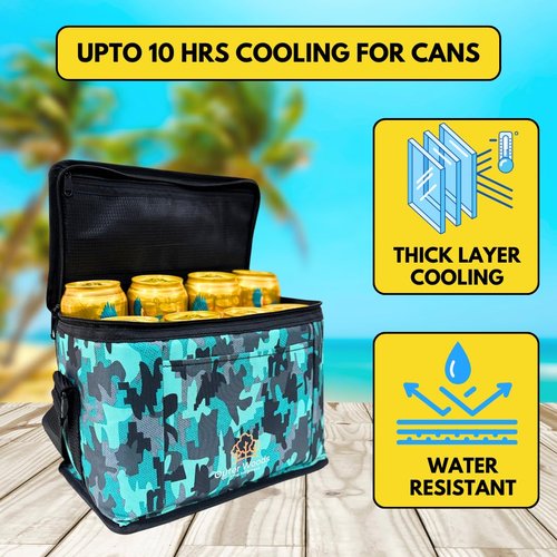 Outer Woods Insulated 8 Can Cooler Bag | Fits 8 x 500ml Beer Cans | Keep Drinks Cool for up to 10 Hours | Ideal for Carrying Beer, Soda, Juice, Milk and Water (Teal Forest)