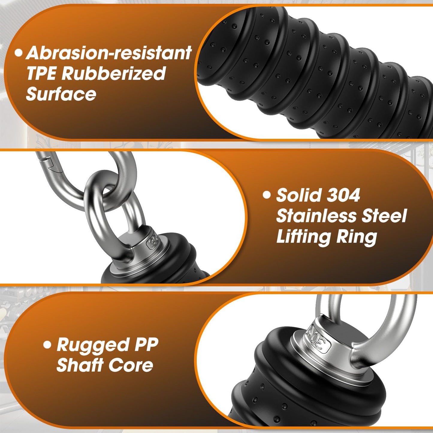 Anobeyi LAT Pulldown & Tricep Rope Cable Attachments, Ergonomic Gym Machine Handles for Home and Commercial Equipment - Heavy Duty Workout Grips with Rope Accessories (Single Handle-1pc)