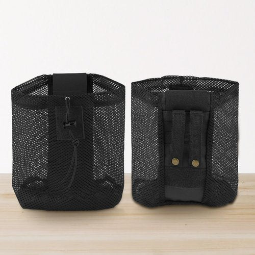 Molle Dump Pouch, Collapsible Mesh Drawstring Pouch Multifunctional Molle Tool Pouch Recycling Pouch Dump Bag for Molle Belt Vest Backpack Outdoor Activities (Black)
