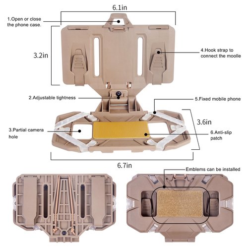 Relioky MOLLE Vest Phone Holder,Chest Phone Mount Tactical Vest Attachment,Folding Navigation Phone Board Universal Chest Phone mounting Accessory,for Screen Size 4.7"-6.7"