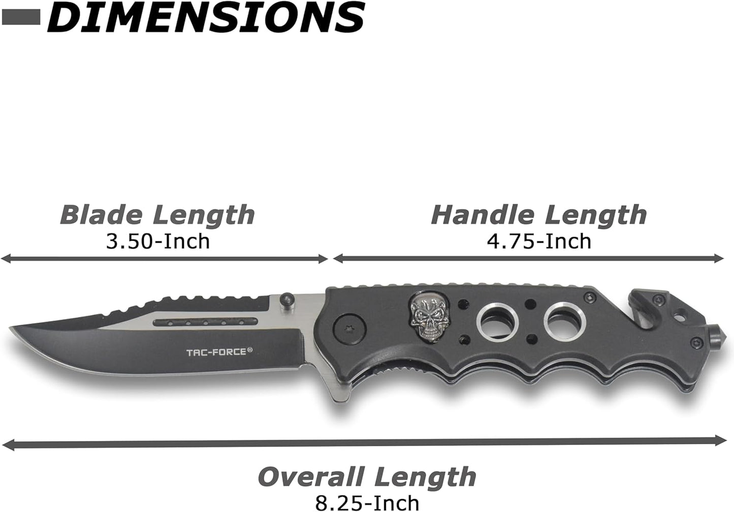 TAC Force TF-809 Series Spring Assist Folding Knife, Two-Tone Blade, 4.5-Inch Closed