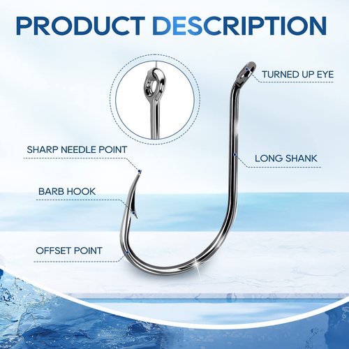 UCEC Fishing Hooks Octopus Hooks Circle Hooks for Saltwater Freshwater High Carbon Steel Offset Fishing Hook for Catfish Trout Fishing Size #1 1/0 2/0 3/0 4/0 5/0 6/0 8/0, 170pcs/box