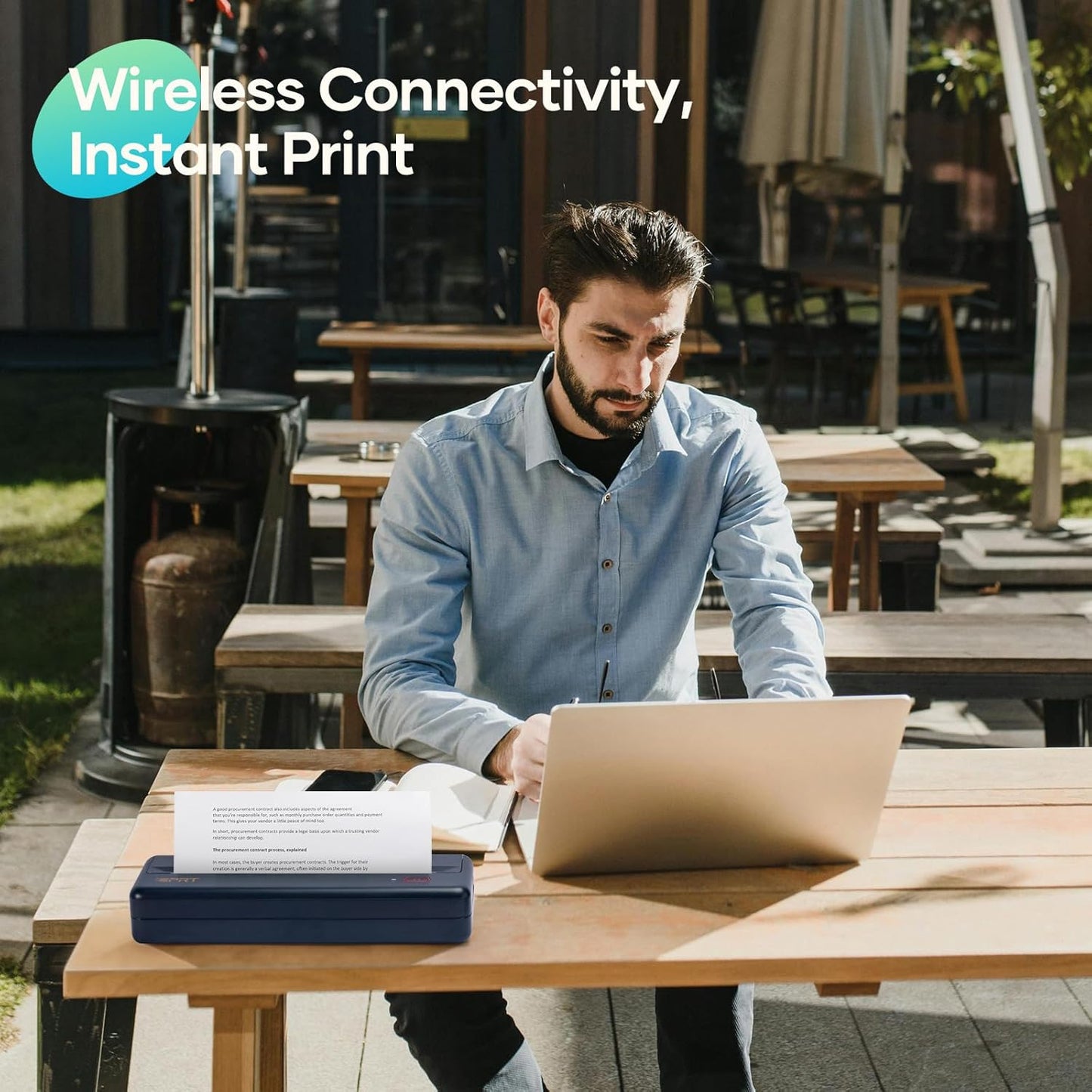iDPRT MT890 Portable Wireless Printer - with Thermal A4 Paper, Bluetooth Inkless Printer for Travel/Home, Support US Letter&A4&A5 Size, Mobile Printers Compatible with iOS, Android & Laptop - Blue