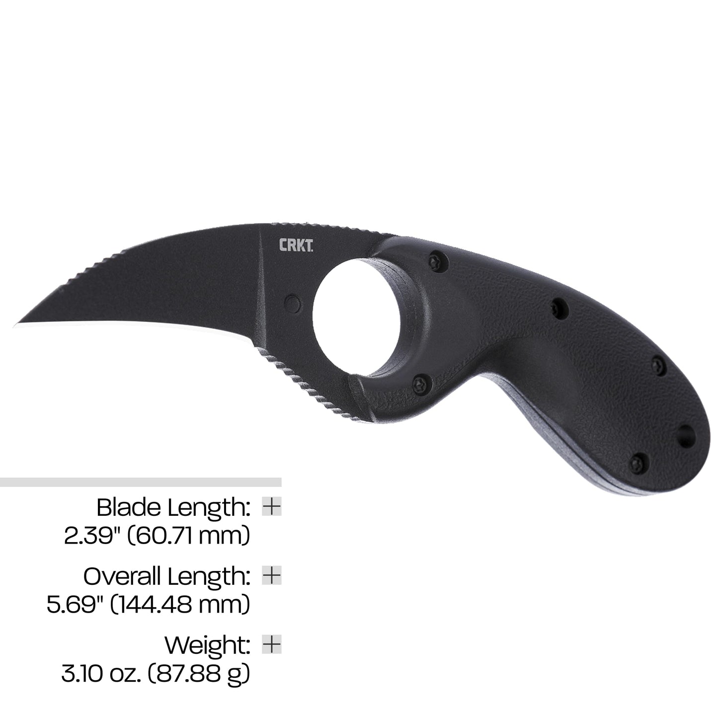 CRKT Bear Claw Fixed Blade Knife with Sheath: Hawkbill with AUS 8 Steel Blade, Glass-Reinforced Nylon Handle, 2516K