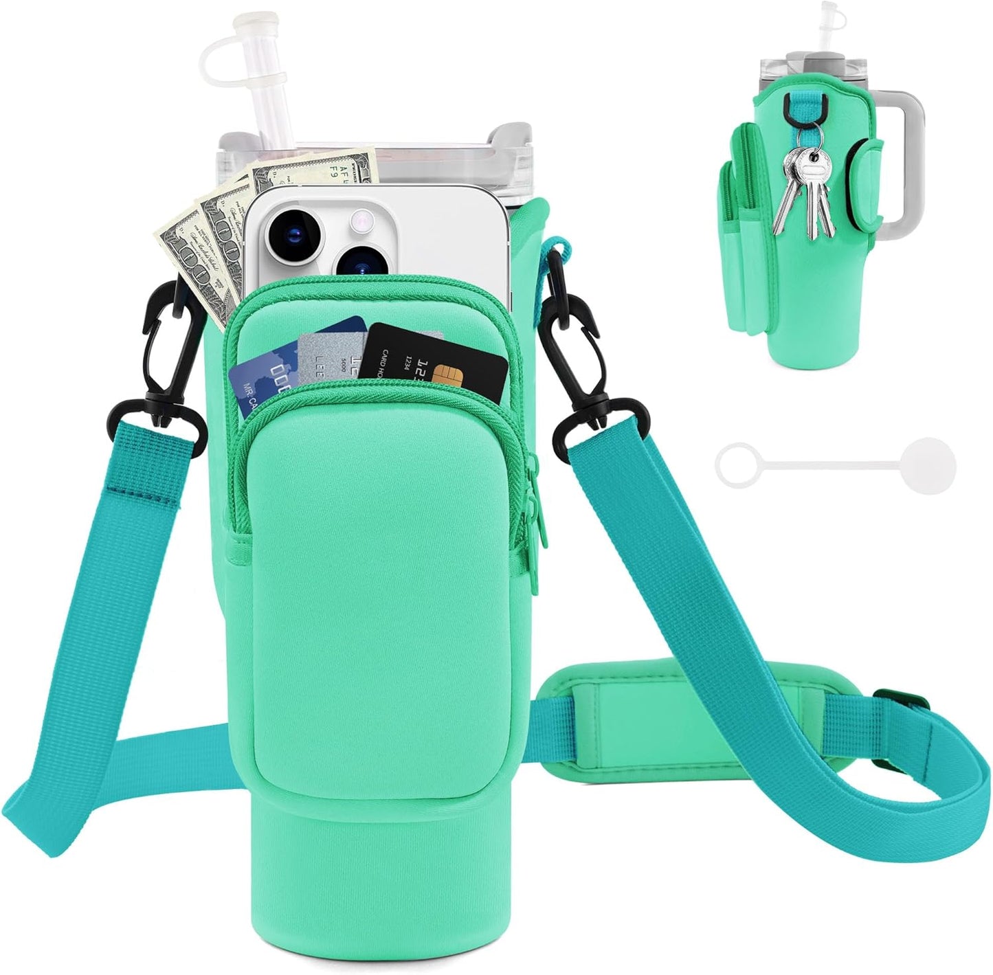 Water Bottle Carrier Bag for Stanley Cup 40/30 Oz | Adjustable Strap & Phone Pocket