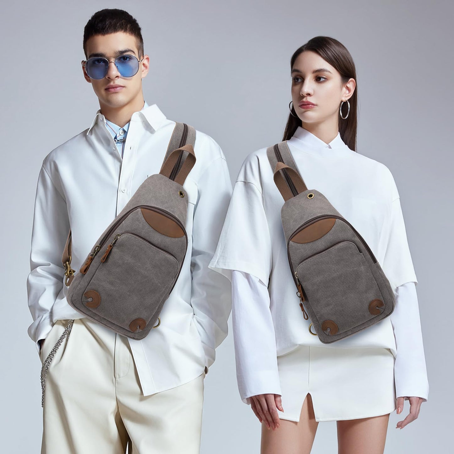 KL928 Canvas Sling Bag Crossbody Backpack Shoulder Casual Rucksack for Men Women