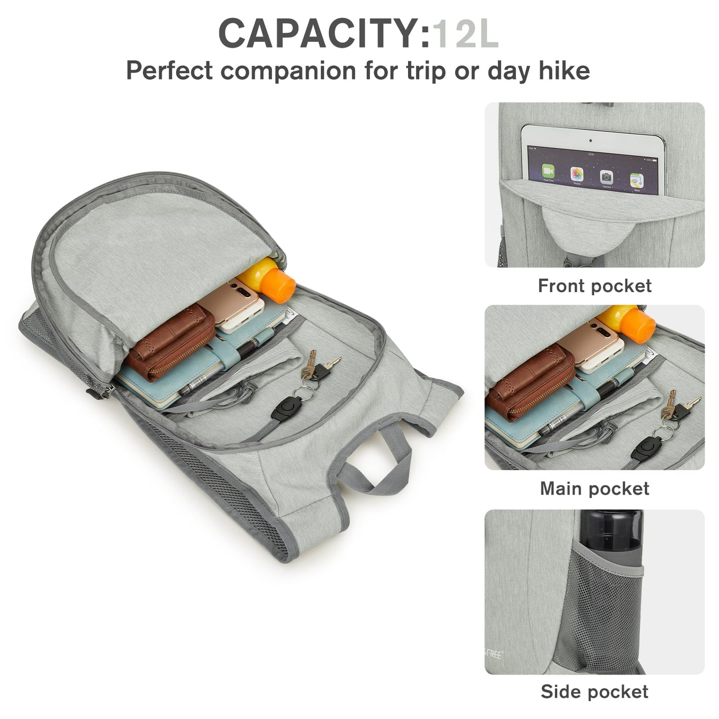 G4Free 10L/15L Lightweight Hiking Backpack+12L Lightweight Small Hiking Backpack