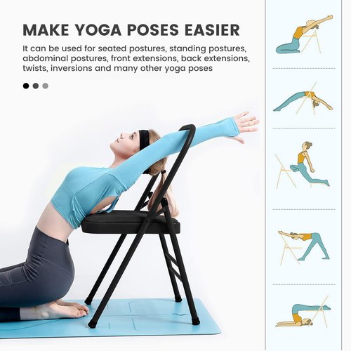 Yoga Auxiliary Chair Headstand Bench Backless Portable Folding Workout Core Chair for Flexibility and Strength Training