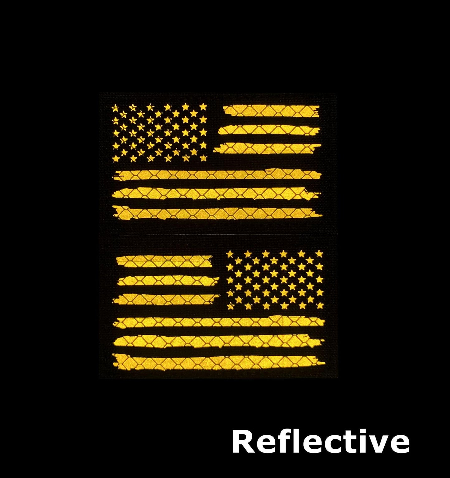 2x3.5 Reflective Special Alternative US USA American Flag Tactical Patches Hook-Fastener Backing (1 Left + 1 Right (Black-Yellow)