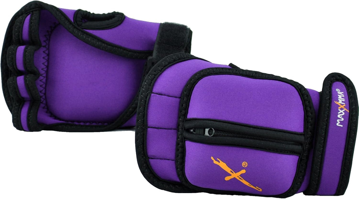 MaxxMMA Adjustable Weighted Gloves, 2 lb. Set - Removable Weight (2 x 0.5 lb. Each Glove) for Sculpting MMA Kickboxing Cardio Aerobics Hand Speed Coordination Shoulder Strength