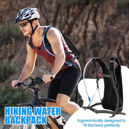 Wesiti 2 Pack Hydration Backpack Pack with 2 Pcs 2L Hydration Bladder Hiking Backpack Bladder for Hiking Cycling Climbing(Black)