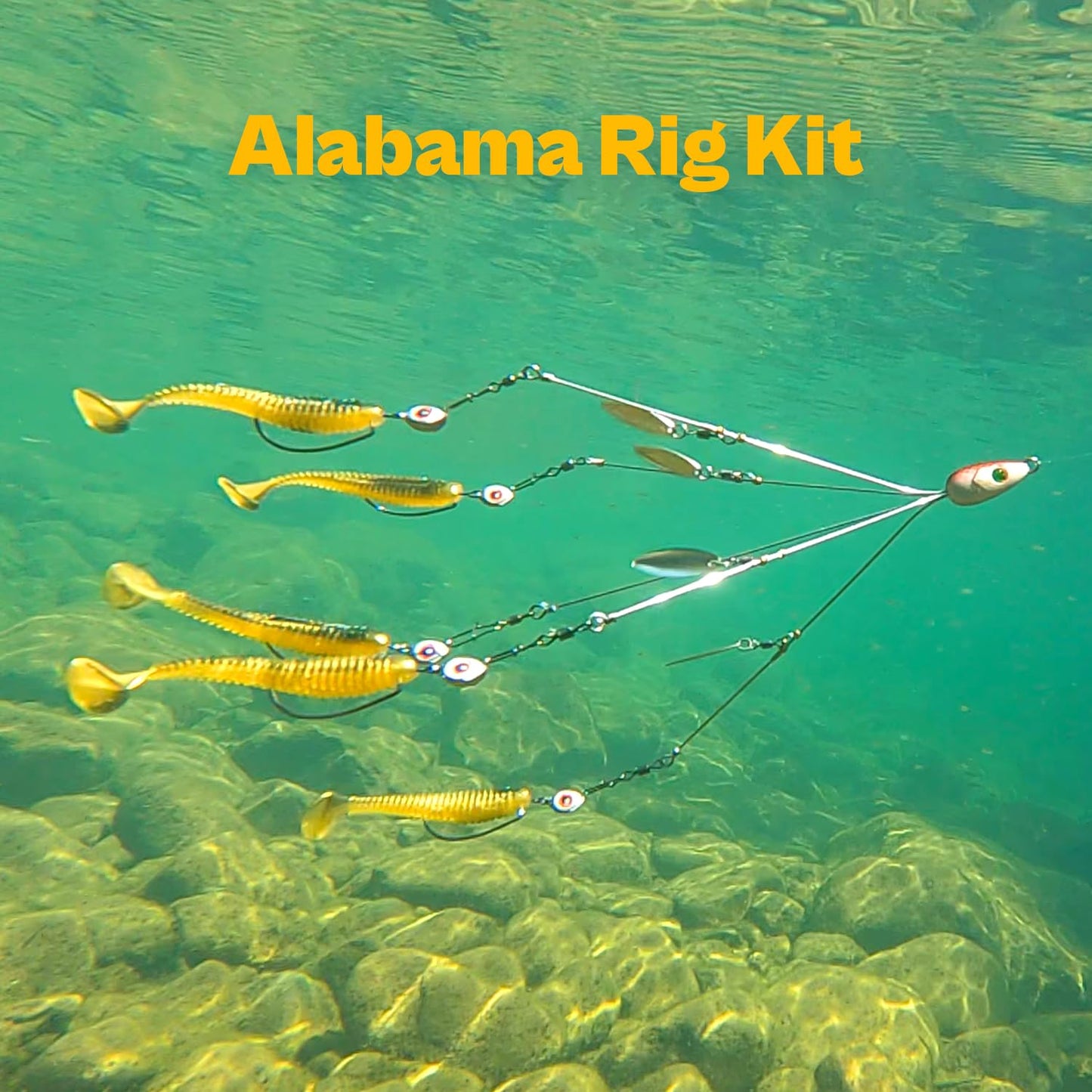 Alabama Rig Kit 2 Sets with Jig Heads and Trailers, Umbrella Rig for Stripers,Bass Fishing