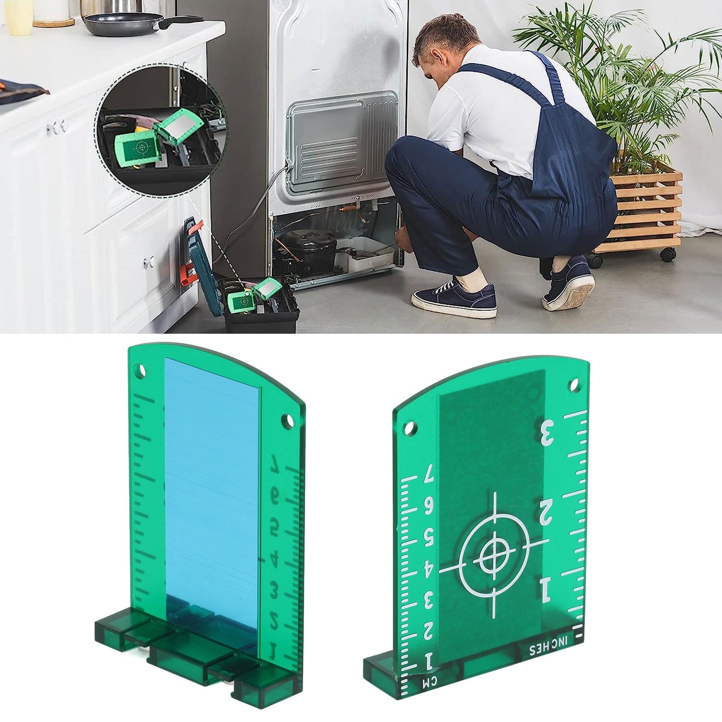 2PCS Target Card Plate Magnetic Floor Target Plate Card with Stand for Alignment Line Level, Crossing