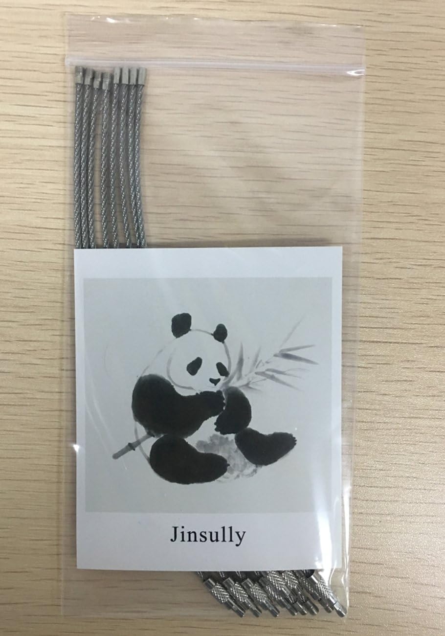 8pcs Stainless Steel Cable Key Ring Keychain with Screw Lock for Outdoor Sports (200mm)