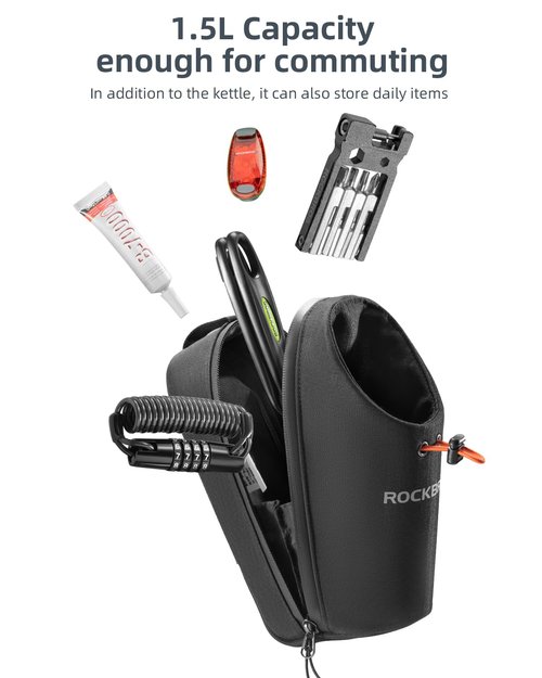 ROCKBROS Electric Scooter Bag Bike Frame Bag Bicycle Water Bottle Bag 1.5L Large Capacity Quick Installation for Mountain Bikes E-Scooters and Folding Bikes