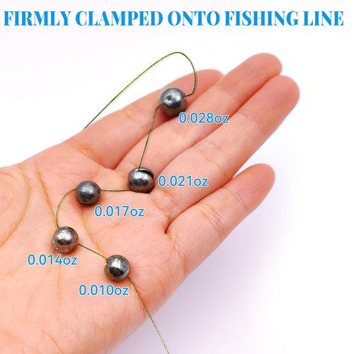 230pcs Fishing Weights Sinkers - Split Shot Fishing Sinkers Kit, 5 Size Round Removable Lead Fishing Weights, 1 Round Box Set Fishing Sinkers for Freshwater Saltwater(Blue Box) (230Pcs)