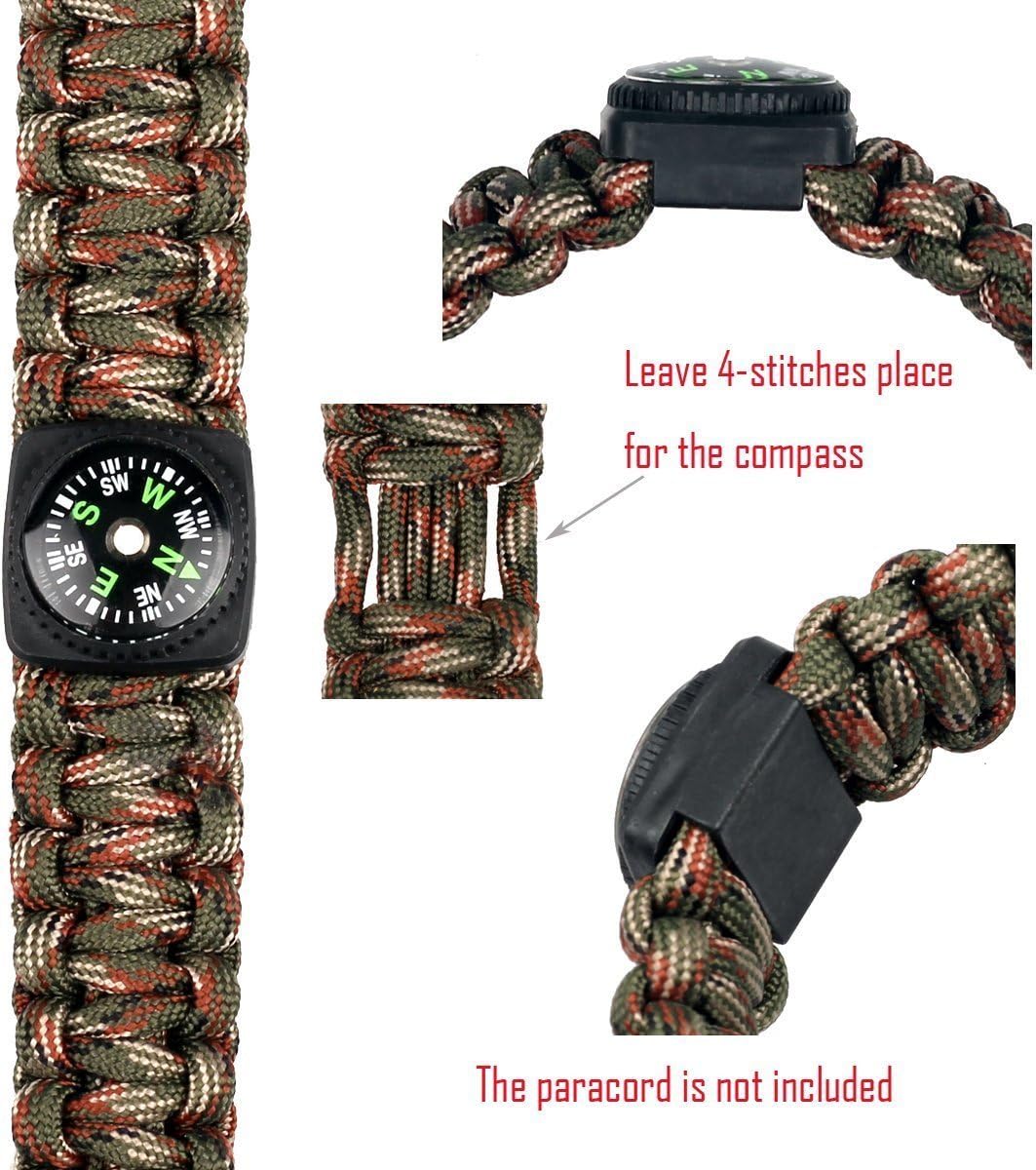 bayite Hard Shell Liquid Filled Button Compass Set for Survival Watch Band Paracord Bracelet Pack of 10