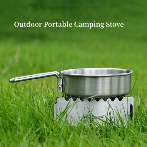 Outdoor Portable Camping Stove, Stainless Steel Pocket Alcohol Stove Mini Backpacking Stove for Camping Hiking Backpacking BBQ Gift (B)
