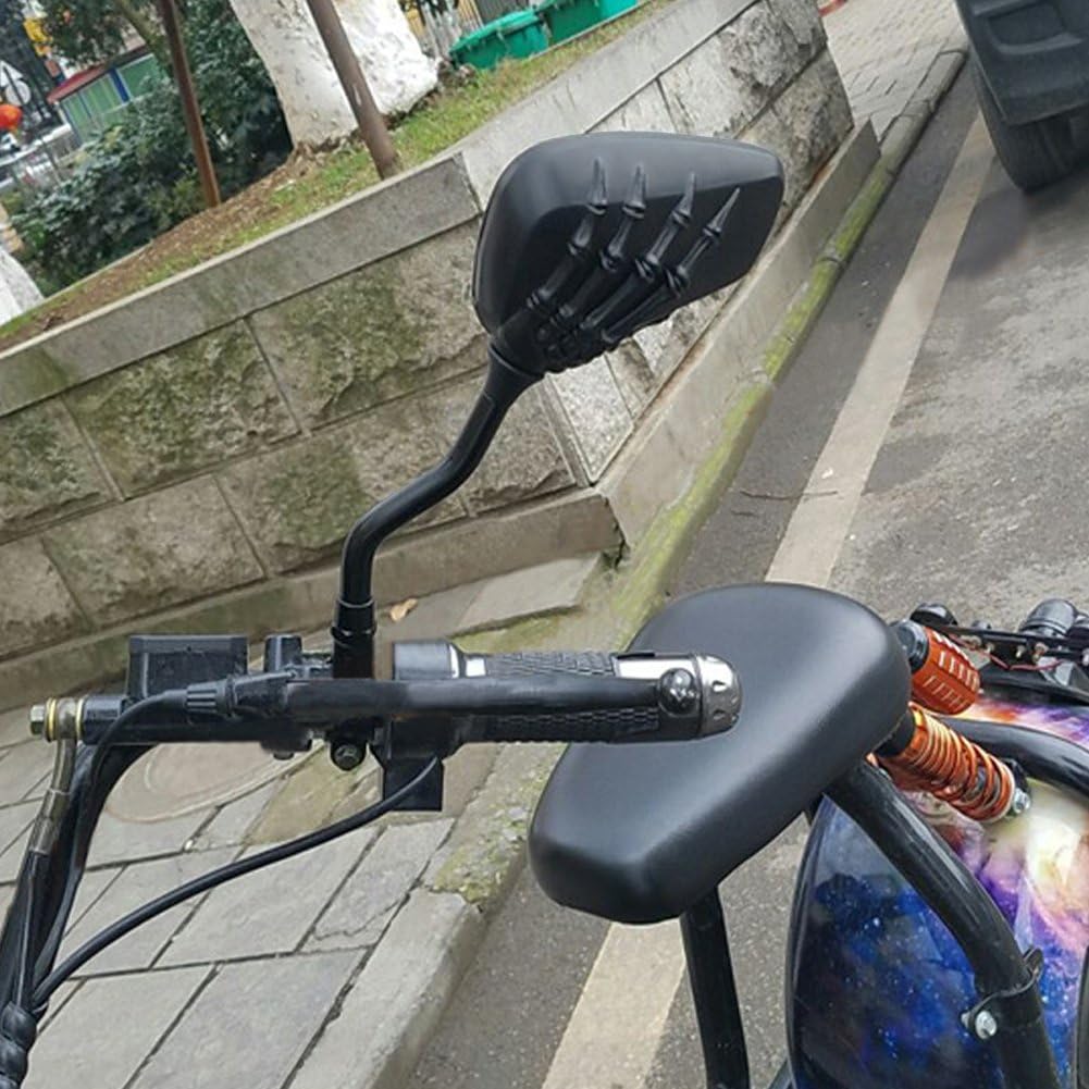 1 Pair Bicycle Mirror,Big View Bike Rear View Mirror Blindsight Multi Angle Adjustable Bike Mirror Billet Aluminum Chrome Plated Outside Skull Claw Style Also suitable for motorcycle mirror