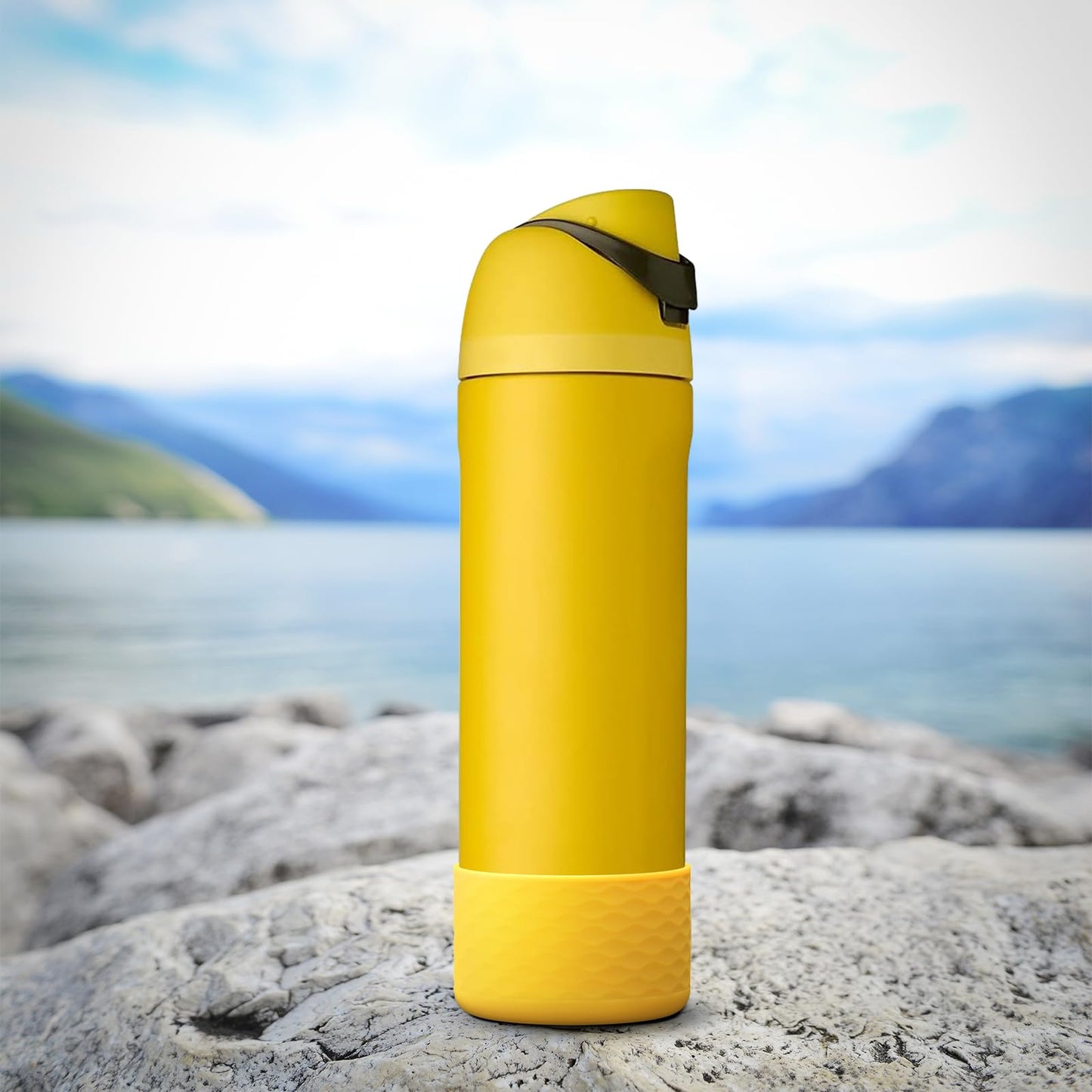 2 PCS Silicone Water Bottle Boot for Owala, Anti-Slip Protective Sleeve for FreeSip/Twist/Flip, Watter Bottle Accessories, Bottom Bumper Cover, Dishwasher safe, BPA Free (Wave)