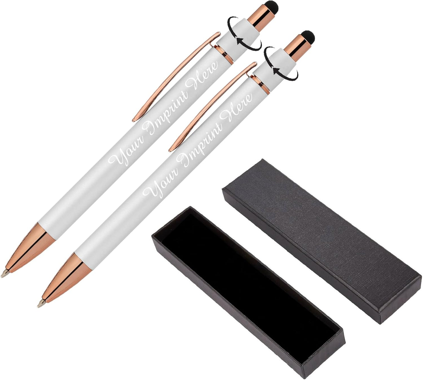 Fidget Pen for Adults - 2 Pack Stress Relief Pens with Gift Box - ADHD Anxiety - Metal with Rubber Grip - Focus for Office, Work (Black-Blue)