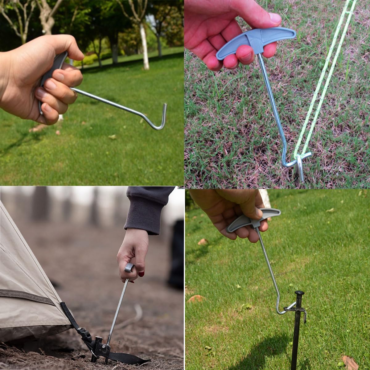 LAIYOHO 3 Pcs Outdoor Tent Peg Puller Extractor with Plastic Handles, Portable Tool for Camping and Other Outdoor Activities.