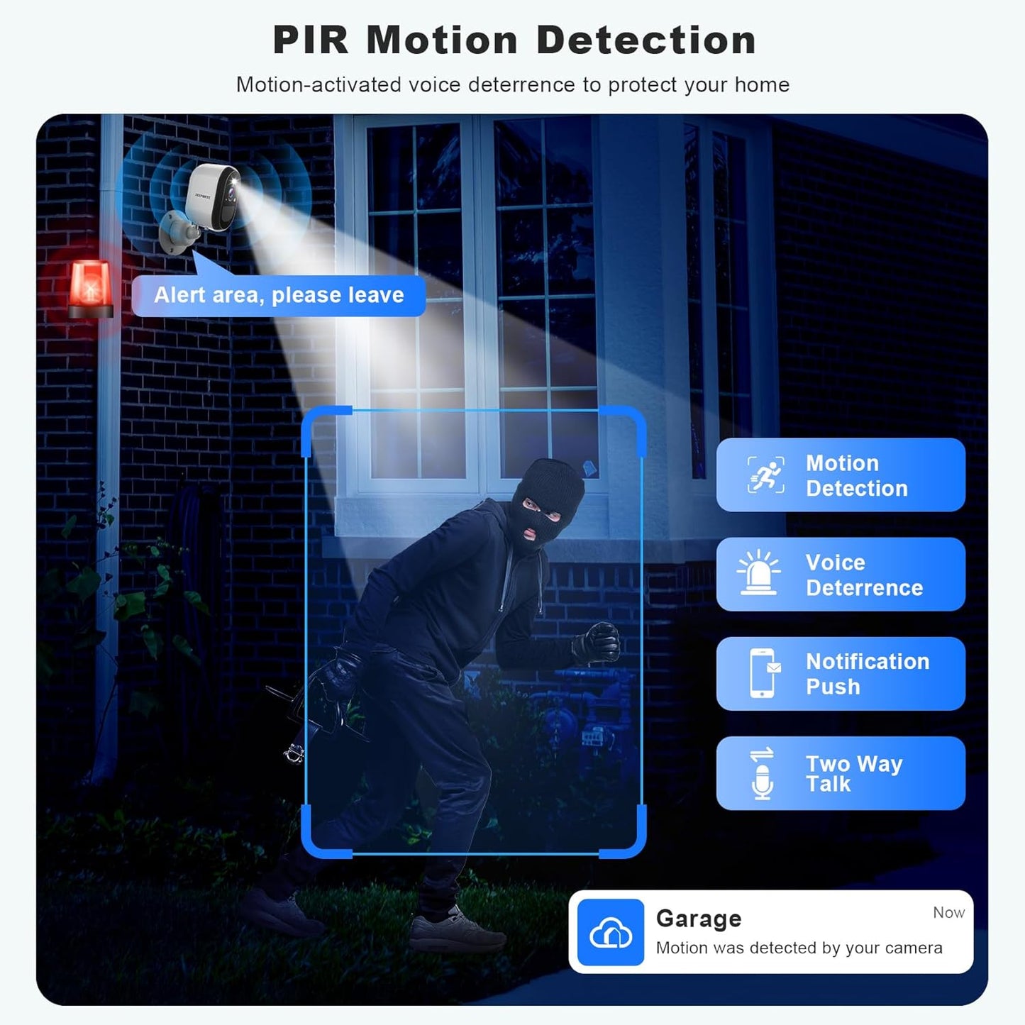 2K Security Cameras Wireless Outdoor, WiFi Battery Powered Indoor Camera for Home Security with AI Motion Detection, Spotlight, 2-Way Talk, Siren, IP65, Cloud/SD Storage, 2 Cameras